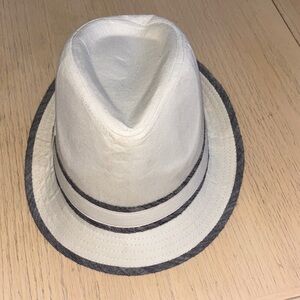 Cream Fedora Hat with  grey Trim